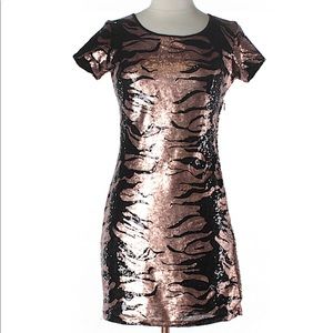 Black and gold sequin dress